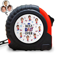 Gift For Father,Gift For Grandpa,Happy,Independence Day,Photo,Icon,Humorous - Custom Photo Stars & Stripes Best Dad Grandpa Ever - Personalized Tape Measure