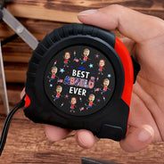 Gift For Father,Gift For Grandpa,Happy,Independence Day,Photo,Icon,Humorous - Custom Photo Stars & Stripes Best Dad Grandpa Ever - Personalized Tape Measure