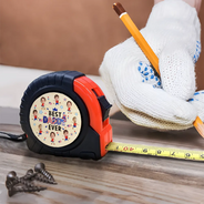 Gift For Father,Gift For Grandpa,Happy,Independence Day,Photo,Icon,Humorous - Custom Photo Stars & Stripes Best Dad Grandpa Ever - Personalized Tape Measure