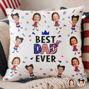 Gift For Mother,Gift For Grandma,Happy,Gift For Father,Gift For Grandpa,Summer,Independence Day,Photo,Icon,Humorous - Custom Photo Stars & Stripes Best Dad Mom Grandpa Grandma Ever - Personalized Pillow
