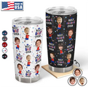 Gift For Mother,Gift For Grandma,Happy,Gift For Father,Gift For Grandpa,Independence Day,Non-Eng,Photo,Icon,Humorous - Custom Photo Stars & Stripes Best Dad Mom Grandpa Grandma Ever - Personalized Tumbler