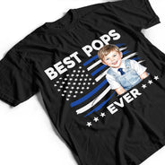 Gift For Father,Gift For Grandpa,Independence Day,Photo,Confident - Custom Photo Stars & Stripes Best Dad Papa Ever - Personalized T Shirt