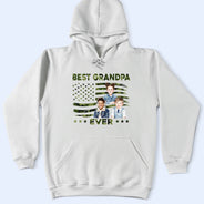 Gift For Father,Gift For Grandpa,Independence Day,Photo,Confident - Custom Photo Stars & Stripes Best Dad Papa Ever - Personalized T Shirt