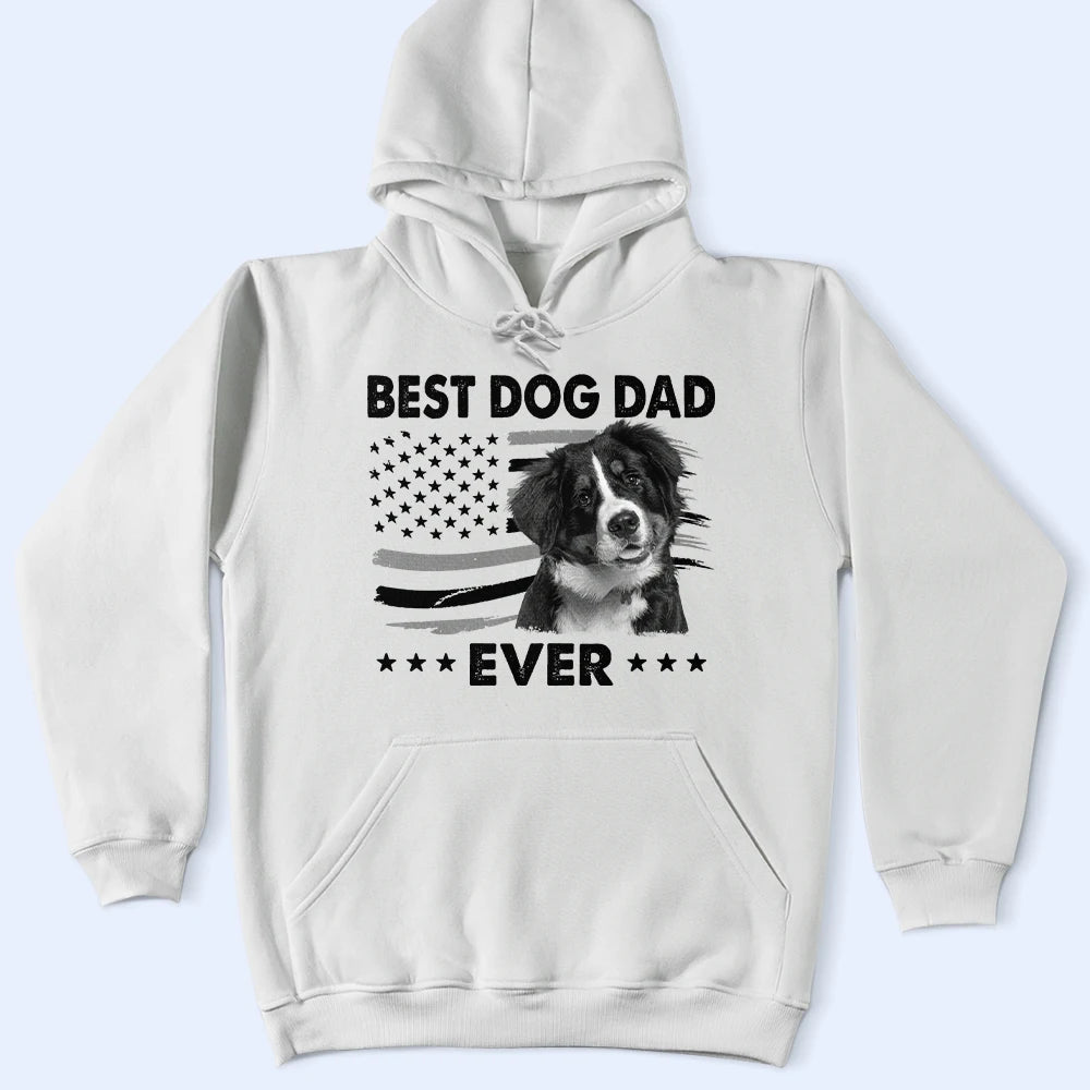 Dog Dad,Cat Dad,Pet Dad,Custom Photo,Top Market,Independence Day,Non-Eng,Photo,Confident - Custom Photo Stars & Stripes Best Dog Dad Ever - Personalized T Shirt