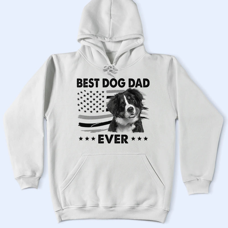Dog Dad,Cat Dad,Pet Dad,Custom Photo,Top Market,Independence Day,Non-Eng,Photo,Confident - Custom Photo Stars & Stripes Best Dog Dad Ever - Personalized T Shirt