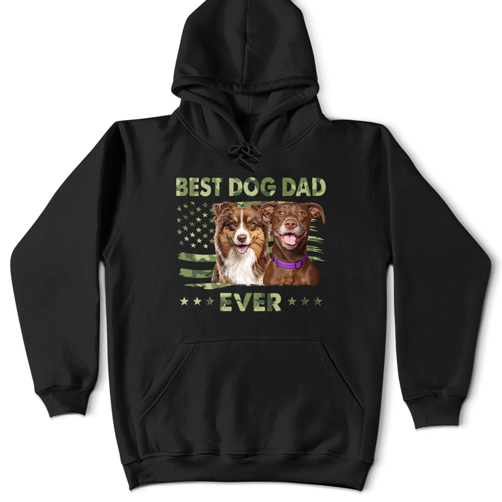Dog Dad,Cat Dad,Pet Dad,Custom Photo,Top Market,Independence Day,Non-Eng,Photo,Confident - Custom Photo Stars & Stripes Best Dog Dad Ever - Personalized T Shirt