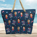 Gift For Mother,Gift For Grandma,Happy,Summer,Independence Day,Non-Eng,Photo,Icon,Humorous - Custom Photo Stars & Stripes Best Mom Grandma Ever - Personalized Beach Bag