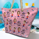 Gift For Mother,Gift For Grandma,Happy,Summer,Independence Day,Non-Eng,Photo,Icon,Humorous - Custom Photo Stars & Stripes Best Mom Grandma Ever - Personalized Beach Bag