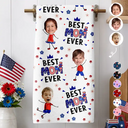 Gift For Mother,Gift For Grandma,Happy,Summer,Independence Day,Non-Eng,Photo,Icon,Humorous - Custom Photo Stars & Stripes Best Mom Grandma Ever - Personalized Kitchen Towel