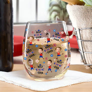 Gift For Mother,Gift For Grandma,Happy,Summer,Independence Day,Photo,Icon,Humorous - Custom Photo Stars & Stripes Best Mom Grandma Ever - Personalized Stemless Wine Glass