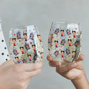 Gift For Mother,Gift For Grandma,Happy,Summer,Independence Day,Photo,Icon,Humorous - Custom Photo Stars & Stripes Best Mom Grandma Ever - Personalized Stemless Wine Glass