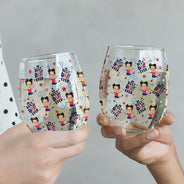 Gift For Mother,Gift For Grandma,Happy,Summer,Independence Day,Photo,Icon,Humorous - Custom Photo Stars & Stripes Best Mom Grandma Ever - Personalized Stemless Wine Glass