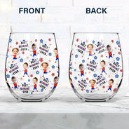 Gift For Mother,Gift For Grandma,Happy,Summer,Independence Day,Photo,Icon,Humorous - Custom Photo Stars & Stripes Best Mom Grandma Ever - Personalized Stemless Wine Glass