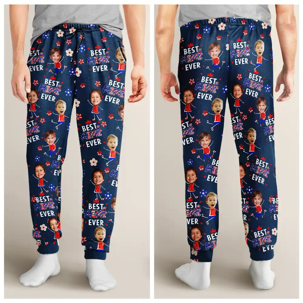 Gift For Grandma, Gift For Mother, Happy - Custom Photo Stars & Stripes Best Mom Mum Grandma Ever - Personalized Pajama Pants