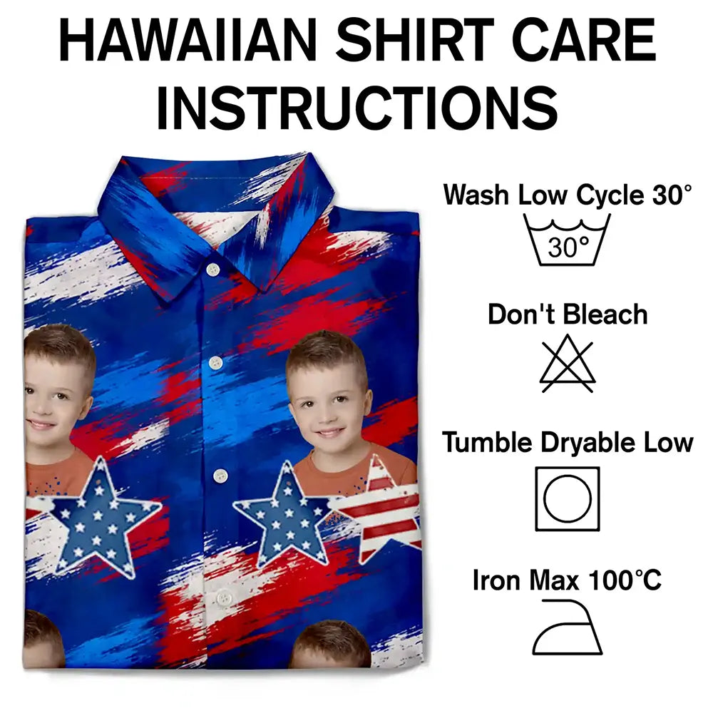 Custom Photo,Independence Day,Summer,Top Market,Pet Dad,Pet Lovers,Gift For Father,Proud,Remove BG Photo - Custom Photo Stars & Stripes Dog Cat Happy Paws - Personalized Hawaiian Shirt