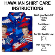 Custom Photo,Independence Day,Summer,Top Market,Pet Dad,Pet Lovers,Gift For Father,Proud,Remove BG Photo - Custom Photo Stars & Stripes Dog Cat Happy Paws - Personalized Hawaiian Shirt
