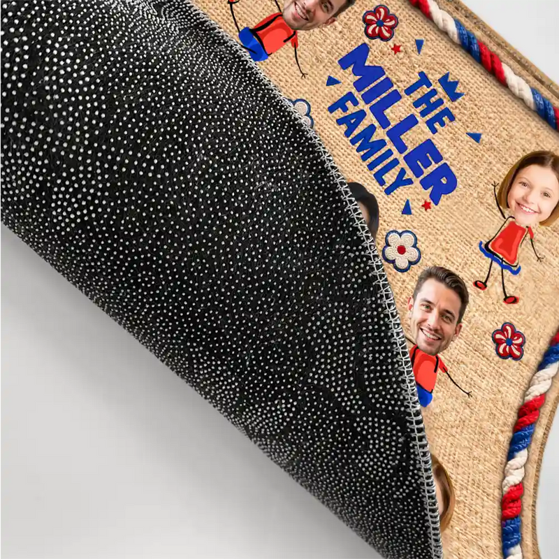 Custom Photo Stars & Stripes Family Funny Face Cut - Personalized Doormat