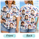 Independence Day,Happy - Custom Photo Stars & Stripes Family Pets Kids Tropical Flamingo - Personalized Hawaiian Shirt