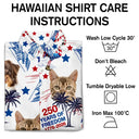 Independence Day,Happy - Custom Photo Stars & Stripes Family Pets Kids Tropical Flamingo - Personalized Hawaiian Shirt