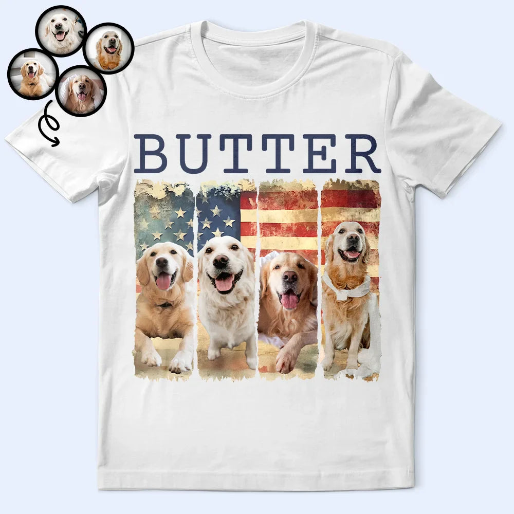 Custom Photo Stars & Stripes Pet Face - Personalized T Shirt