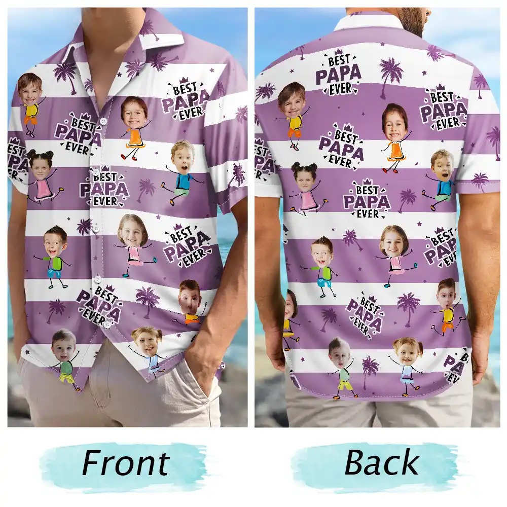 Custom Photo, Summer, Gift For Mother, Gift For Children, Adorable, Cut-Face Photo - Custom Photo Strip Pattern Adorable Best Mom Best Dad Ever - Personalized Hawaiian Shirt