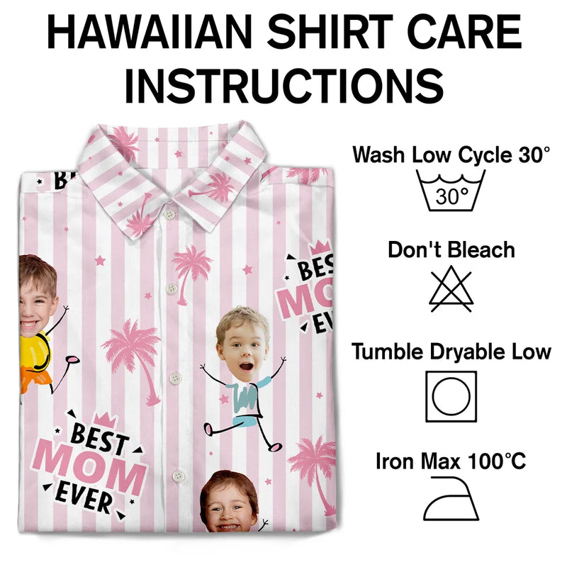 Custom Photo, Summer, Gift For Mother, Gift For Children, Adorable, Cut-Face Photo - Custom Photo Strip Pattern Adorable Best Mom Best Dad Ever - Personalized Hawaiian Shirt