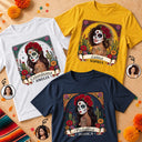Art Design,Confident,Halloween,Gift For Yourself,Hispanic,Photo - Mexican Skull Woman Man - Custom Photo Sugar Skull Day Of The Dead Funny Mexican Hispanic - Personalized T Shirt