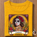 Art Design,Confident,Halloween,Gift For Yourself,Hispanic,Photo - Mexican Skull Woman Man - Custom Photo Sugar Skull Day Of The Dead Funny Mexican Hispanic - Personalized T Shirt