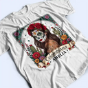 Art Design,Confident,Halloween,Gift For Yourself,Hispanic,Photo - Mexican Skull Woman Man - Custom Photo Sugar Skull Day Of The Dead Funny Mexican Hispanic - Personalized T Shirt