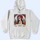 Art Design,Confident,Halloween,Gift For Yourself,Hispanic,Photo - Mexican Skull Woman Man - Custom Photo Sugar Skull Day Of The Dead Funny Mexican Hispanic - Personalized T Shirt