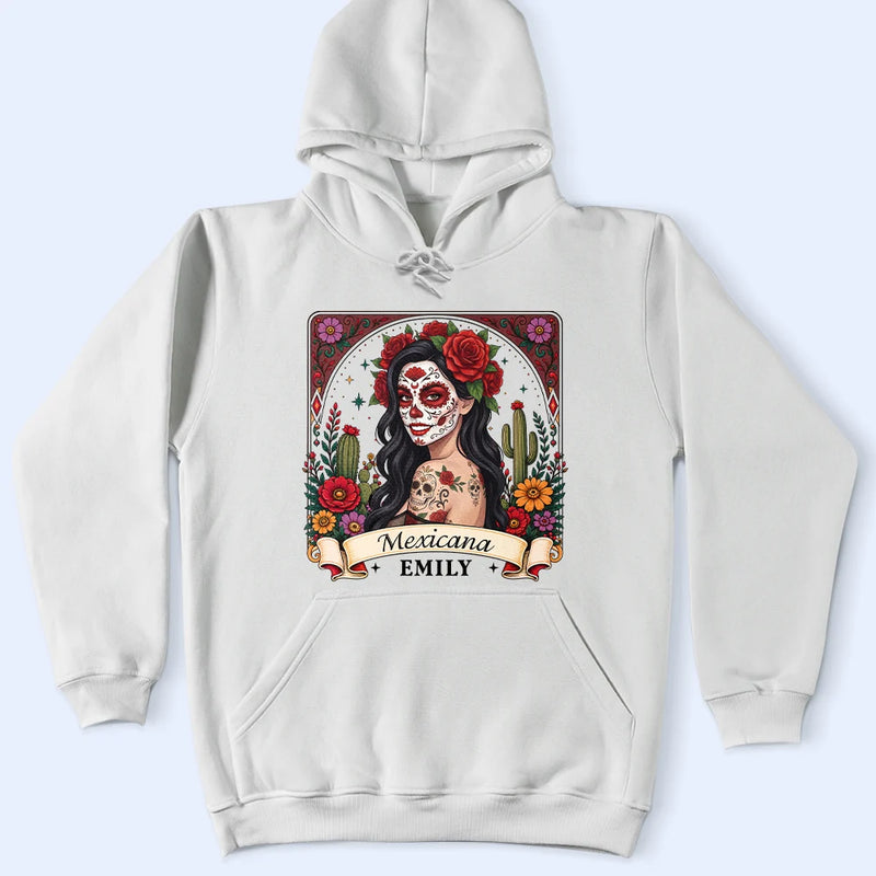 Art Design,Confident,Halloween,Gift For Yourself,Hispanic,Photo - Mexican Skull Woman Man - Custom Photo Sugar Skull Day Of The Dead Funny Mexican Hispanic - Personalized T Shirt