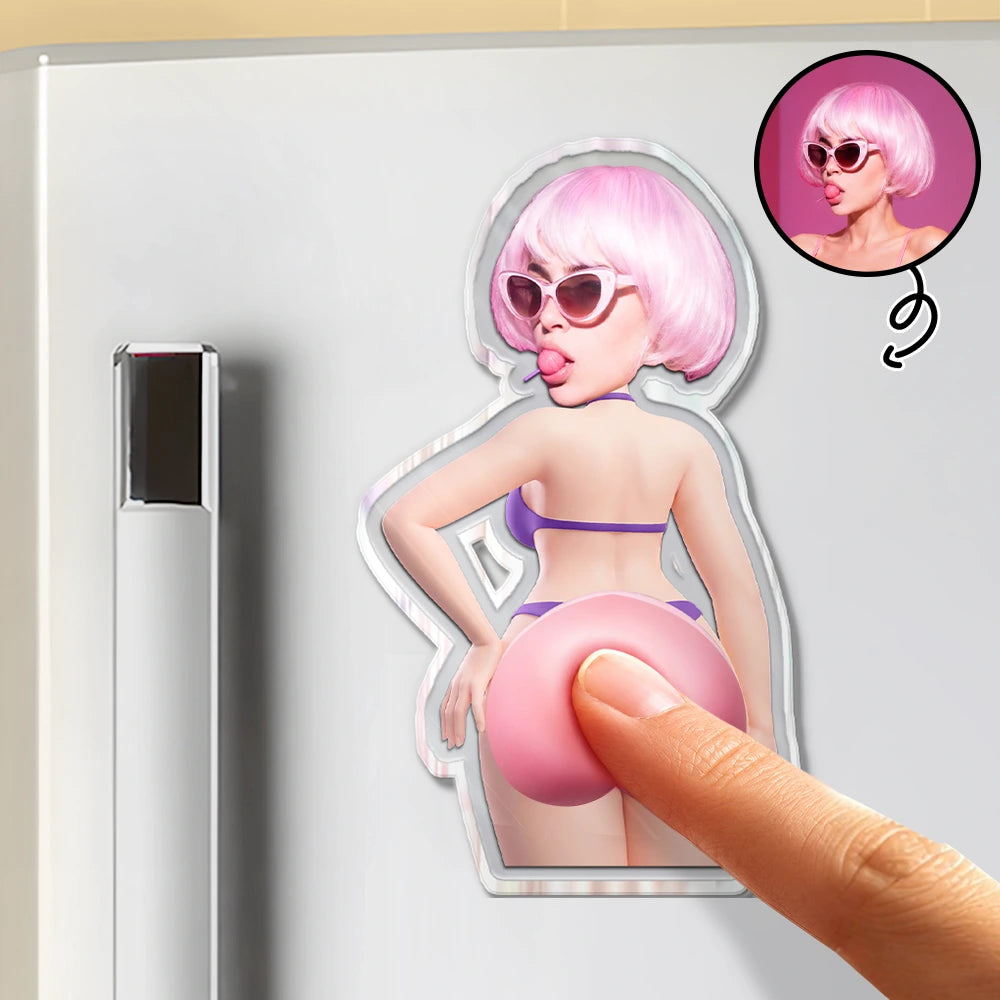 Custom Photo,Summer,Gift For Men,Gift For Yourself,Humorous,Cut-Face Photo - Custom Photo Summer Calling Booty - Personalized Squishy Acrylic Fridge Magnet