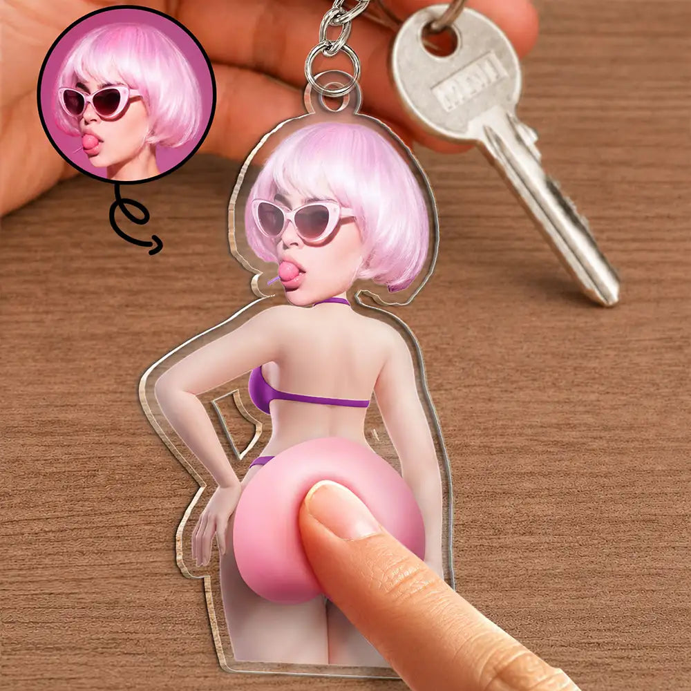 Custom Photo,Gift For Men,Gift For Yourself,Humorous,Cut-Face Photo - Custom Photo Summer Calling Booty - Personalized Squishy Acrylic Keychain