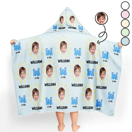 Custom Photo Summer Letter Kid - Personalized Hooded Beach Towel