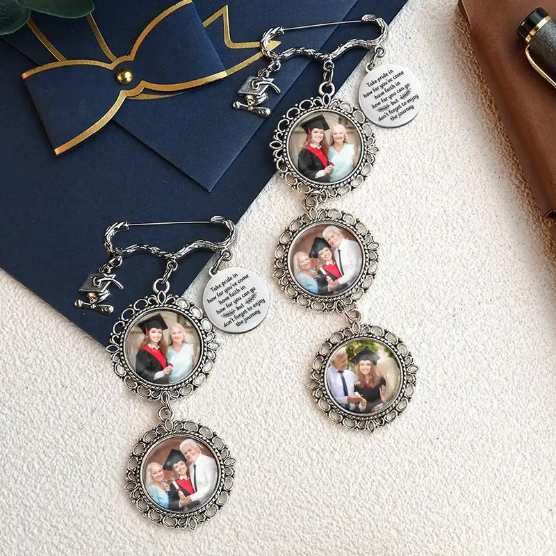 Graduation, Gift For Daughter, Gift For Son, Gift For Grandkids, Gift For Yourself, Love - Custom Photo Take Pride In How Far You've Come - Personalized Graduation Tassel Pin