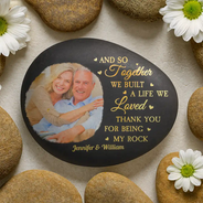 Custom Photo,Gift For Couples,Gift For Husband,Gift For Wife,Gift For Boyfriend,Gift For Girlfriend,Happy - Custom Photo Thank You For Being My Rock - Personalized Printed Rock
