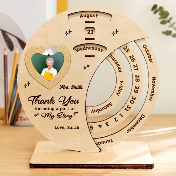 Custom Photo Thank You Teacher For Shaping Little Minds - Personalized Spinning Perpetual Desk Calendar