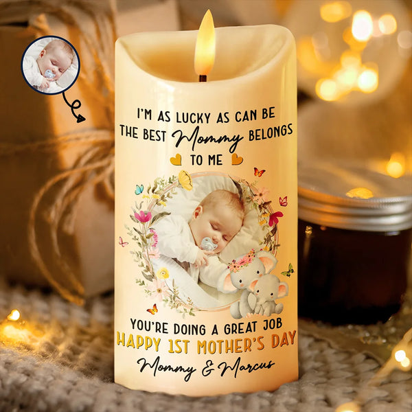 Gift For Mother,New Mom,Love,Custom Photo - Custom Photo The Best Mommy Belongs To Me - Personalized Flameless LED Candle
