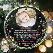 Adorable, First Christmas, New Mom, Christmas, Custom Photo, Gift For Mother, Upload Full Photo - Custom Photo The Best Mommy Belongs To Me New Mom - Personalized Circle Glass Ornament