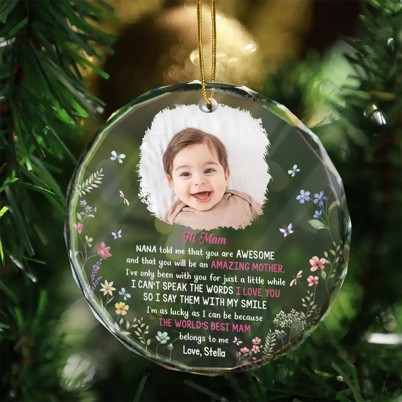 Adorable, First Christmas, New Mom, Christmas, Custom Photo, Gift For Mother, Upload Full Photo - Custom Photo The Best Mommy Belongs To Me New Mom - Personalized Circle Glass Ornament