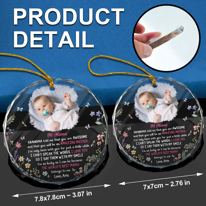 Adorable, First Christmas, New Mom, Christmas, Custom Photo, Gift For Mother, Upload Full Photo - Custom Photo The Best Mommy Belongs To Me New Mom - Personalized Circle Glass Ornament