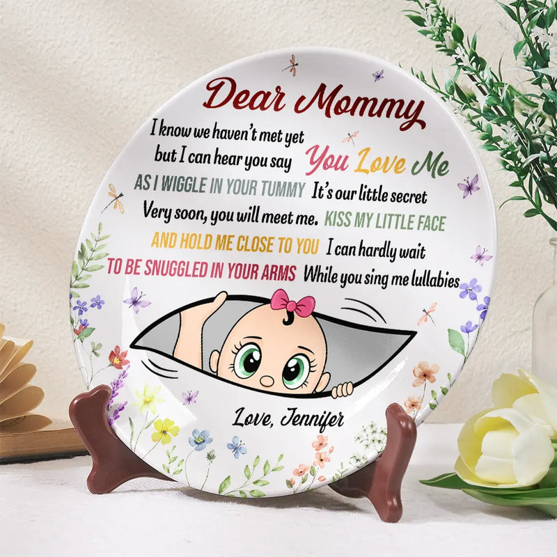 Custom Photo,New baby,New Mom,Gift For Mother,Happy - Custom Photo The Bump Snuggles In Your Arms - Personalized Ceramic Plate