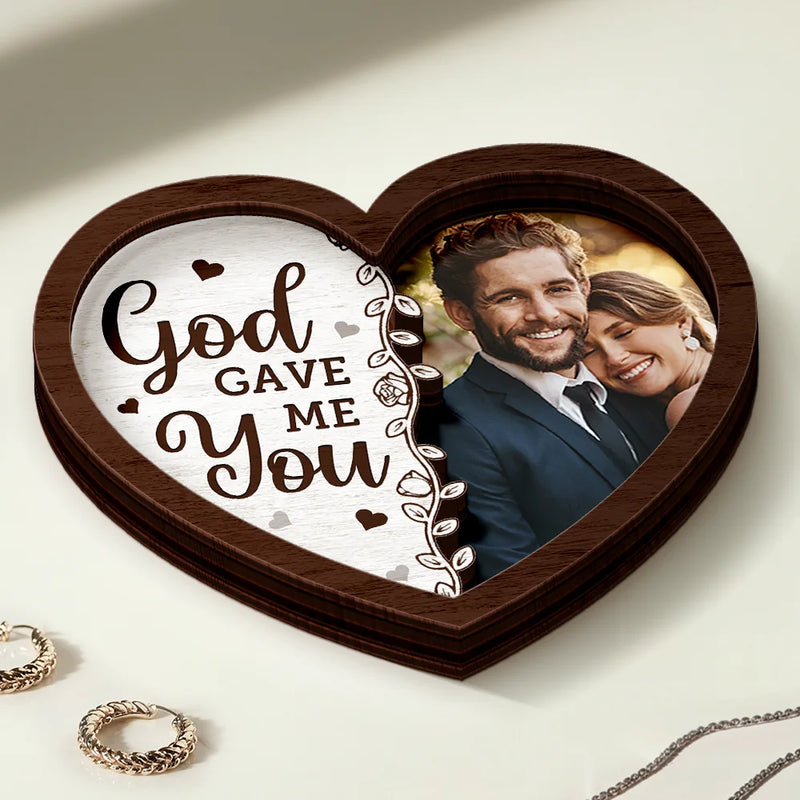 Gift For Husband, Gift For Wife, Gift For Boyfriend, Gift For Girlfriend, Custom Photo, Love, Gift For Couples - Custom Photo The Date We Became Mr. & Mrs. - Personalized 2-Layered Wooden Ring Dish