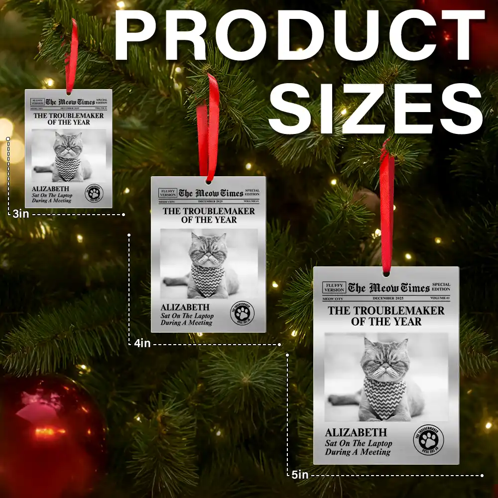 Pet Lovers,Christmas,Funny,Custom Photo - Custom Photo The Dog Times, The Meow Times - Personalized Metal Ornament