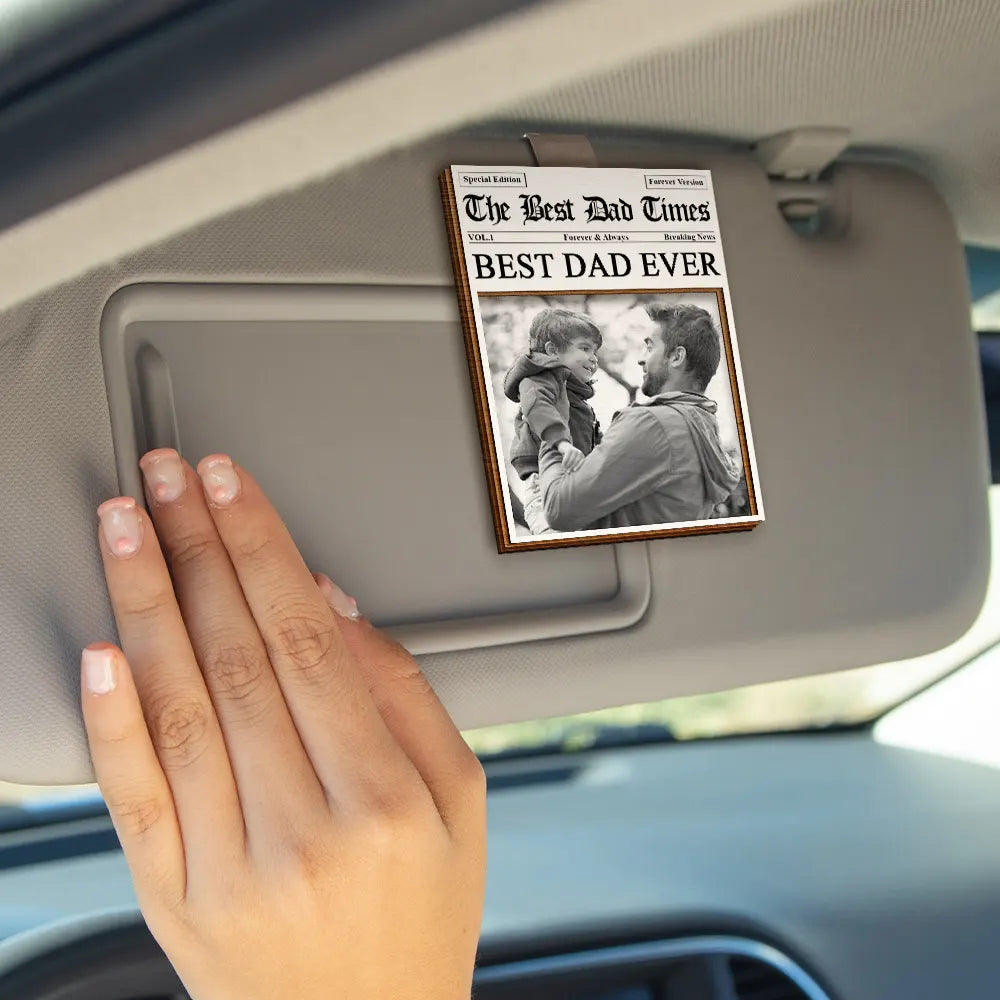 Gift For Father, Custom Photo, Top Market, Non-Eng, Photo, Grateful - Custom Photo The Father's Day Times - Personalized Custom Shaped Car Visor Clip - Pack