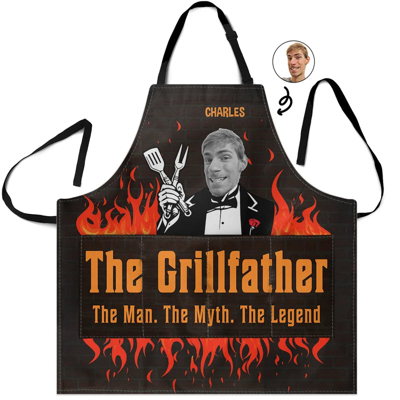 Grilling, Gift For Men, Funny, Gift For Yourself - Custom Photo The Grillfather - Personalized Apron