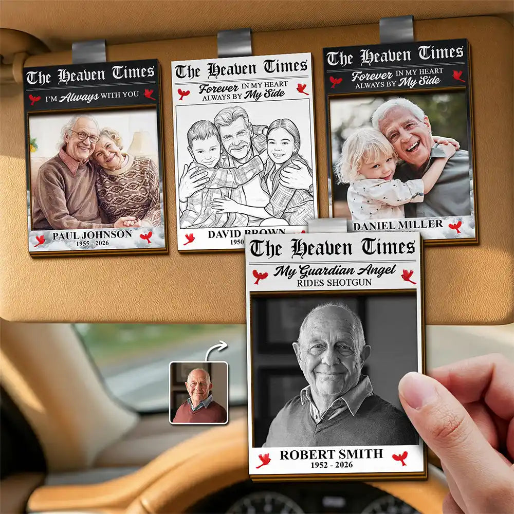 Custom Photo The Heaven Times - Personalized Custom Shaped Car Visor Clip