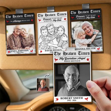 Custom Photo The Heaven Times - Personalized Custom Shaped Car Visor Clip