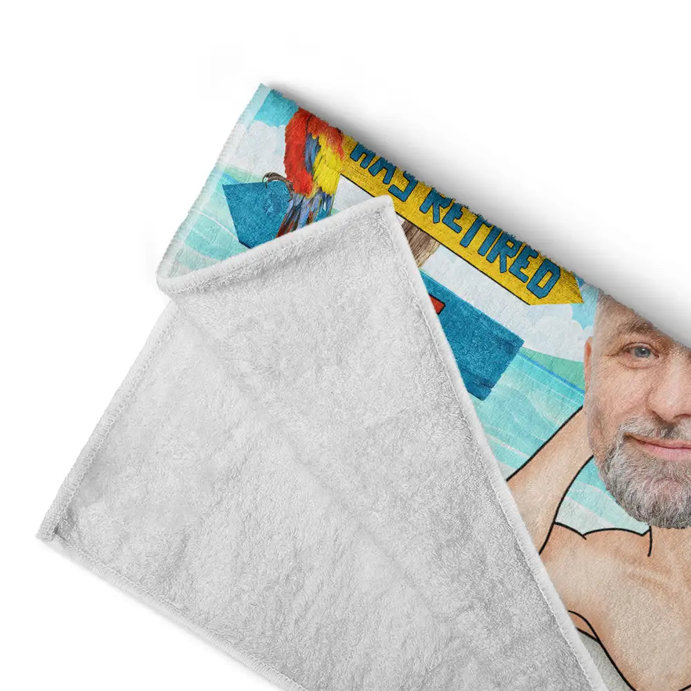 Gift For Yourself,Gift For Women,Gift For Men,Retirement,Beach,Summer - Custom Photo The Legend Has Retired - Personalized Beach Towel
