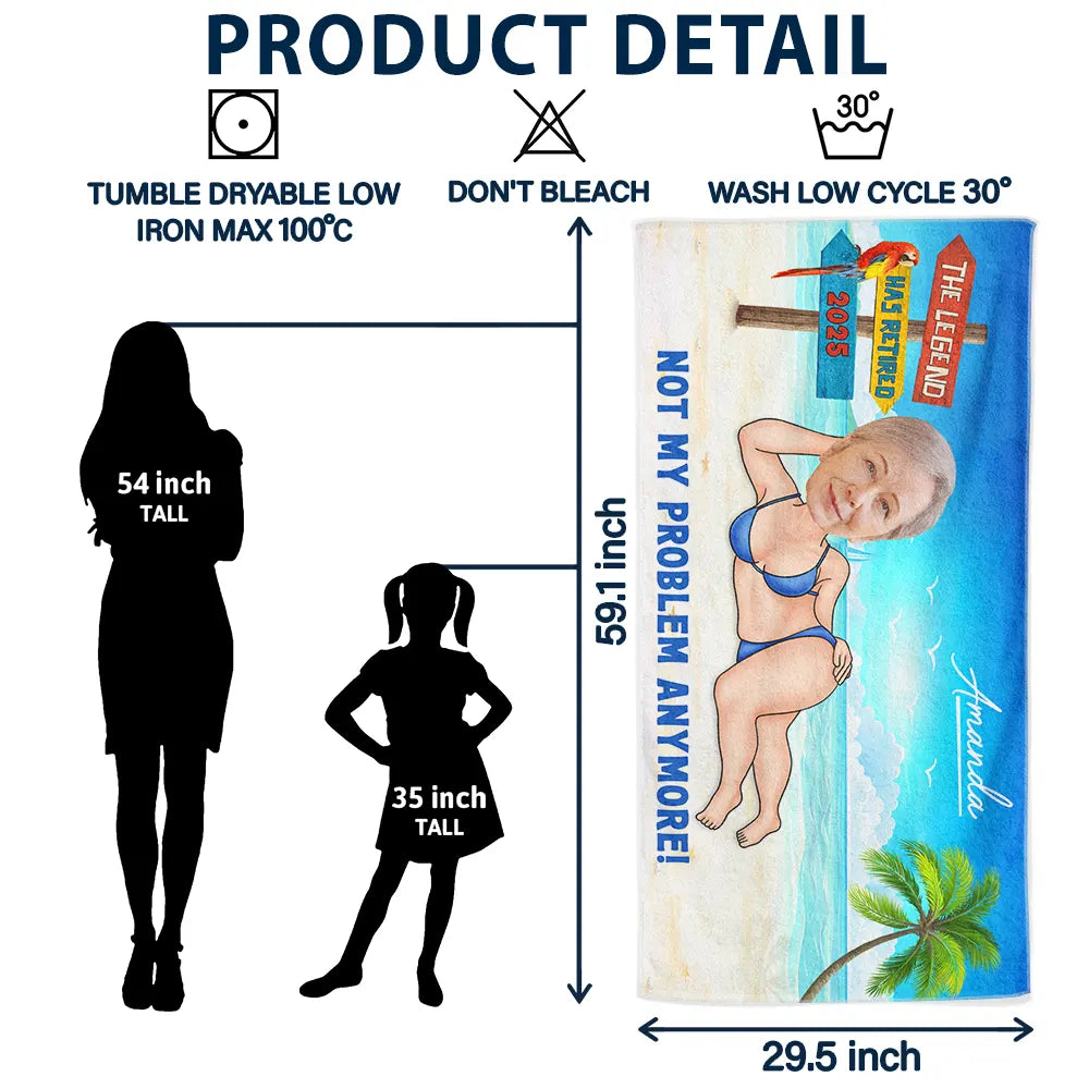 Gift For Yourself,Gift For Women,Gift For Men,Retirement,Beach,Summer - Custom Photo The Legend Has Retired - Personalized Beach Towel